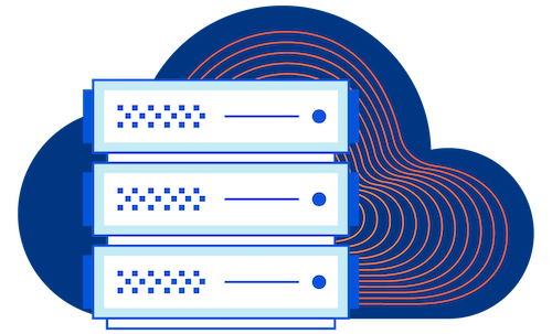 Illustration of servers in front of a cloud