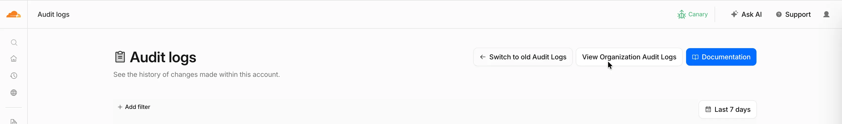 View Organization Audit Logs button