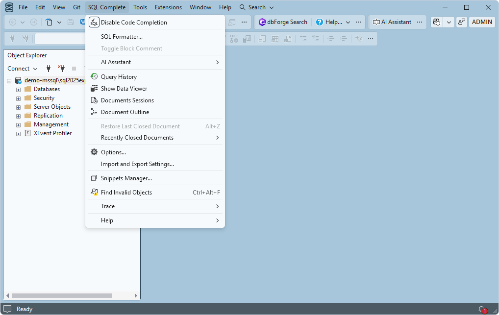 Installed SSMS extension