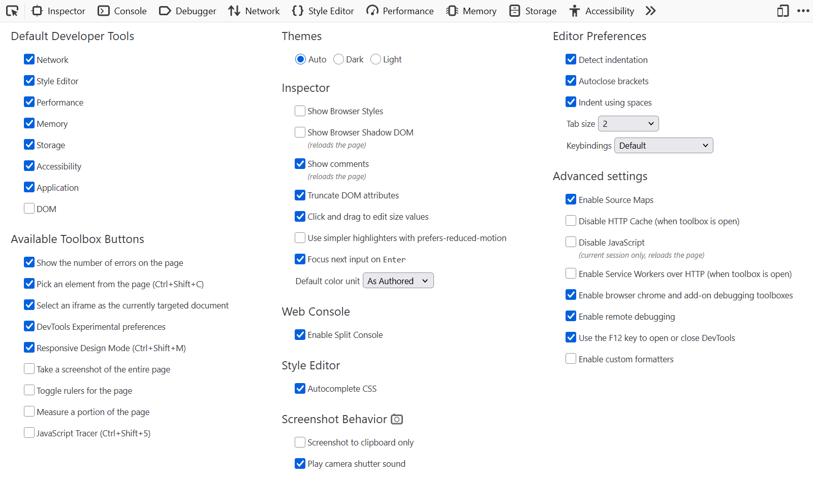 Depicts the Toolbox options