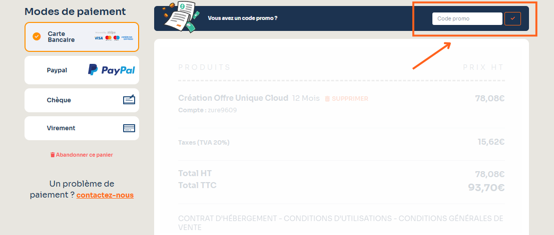 Comment ajouter son code promotionnel